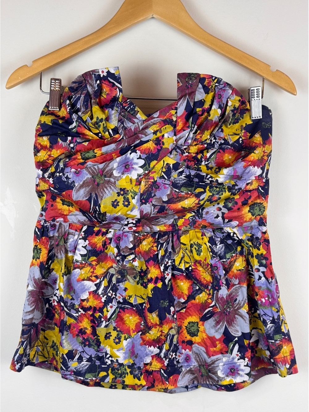 Porridge Anthropologie Floral Strapless Corset Bustier Peplum Top Size 6 - Picture 2 of 10